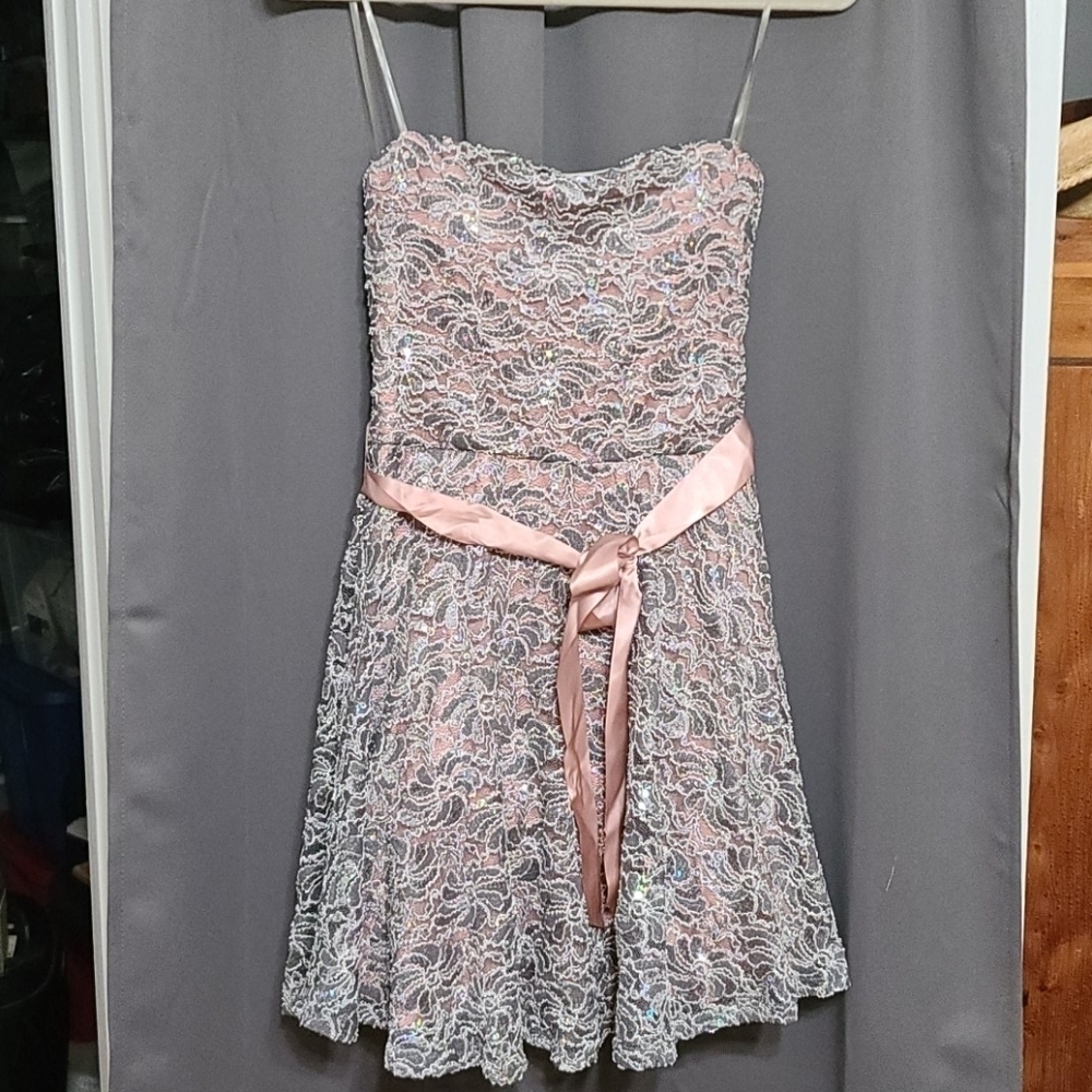 As U Wish strapless party‎ dress Iridescent Sequins size 9? GUC READ